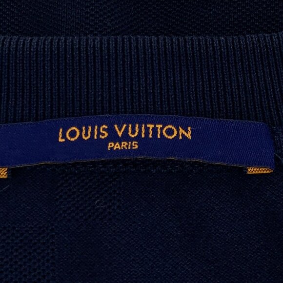 CM0453 Louis Vuitton Navy Textured Short Sleeve T-Shirt With Chest Pocket - Picture 6 of 8